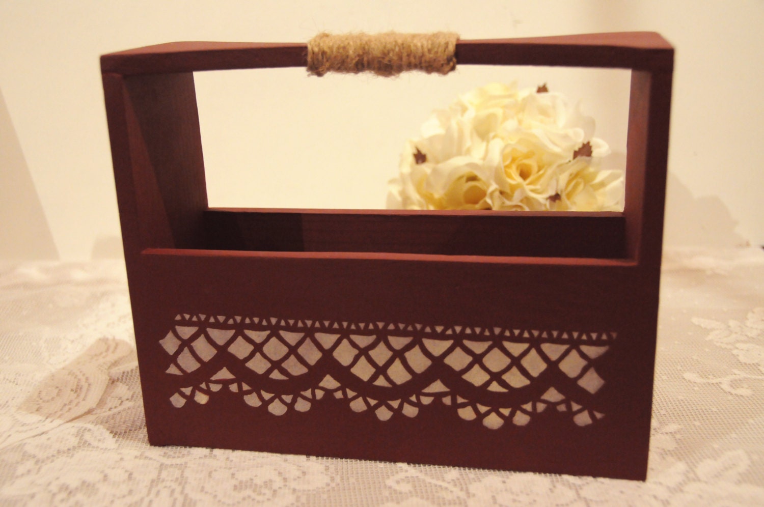 Wedding Advice Box Alternative Guest Book Advice for Bride and Groom Wooden Keepsake Box Maroon Twine