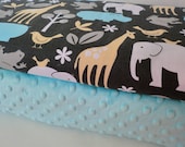 Zoology in Sea -Elephant and Minky Fabric Bundle - Minky Baby Blanket Bundle with PDF pattern