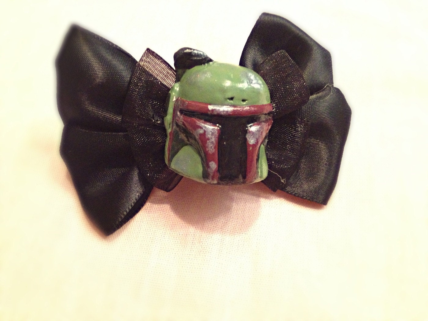 Handmade polymer clay Boba Fett hair bow