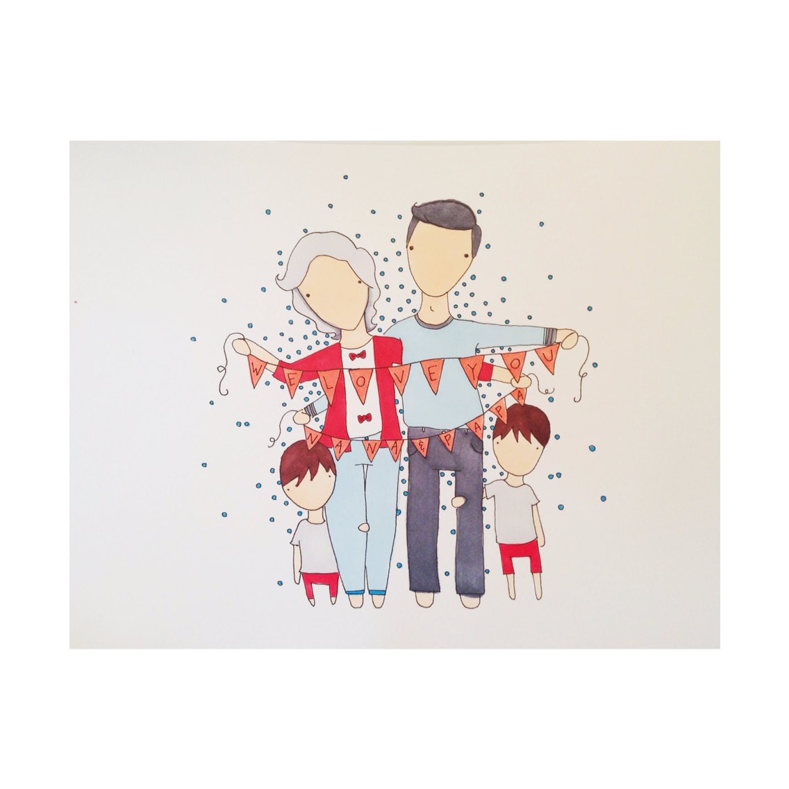 Custom Made Portraits, Families/Groups/Teams Style 1