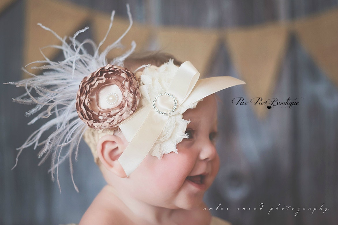 Baby Girl Headband - Baby Headband - Newborn Headband - Infant Headband - Toddler Headband - Flower Headband - Shabby Chic - Vintage