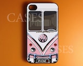 Iphone 4 Case, Volkswagen Pink Minibus Iphone 4s Case Cover, Best Unique Iphone Cases, Snap On Rubber or Hard Plastic Case