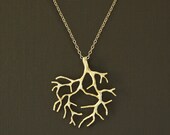 Gold Coral Branch Necklace on 14K Gold Filled Chain