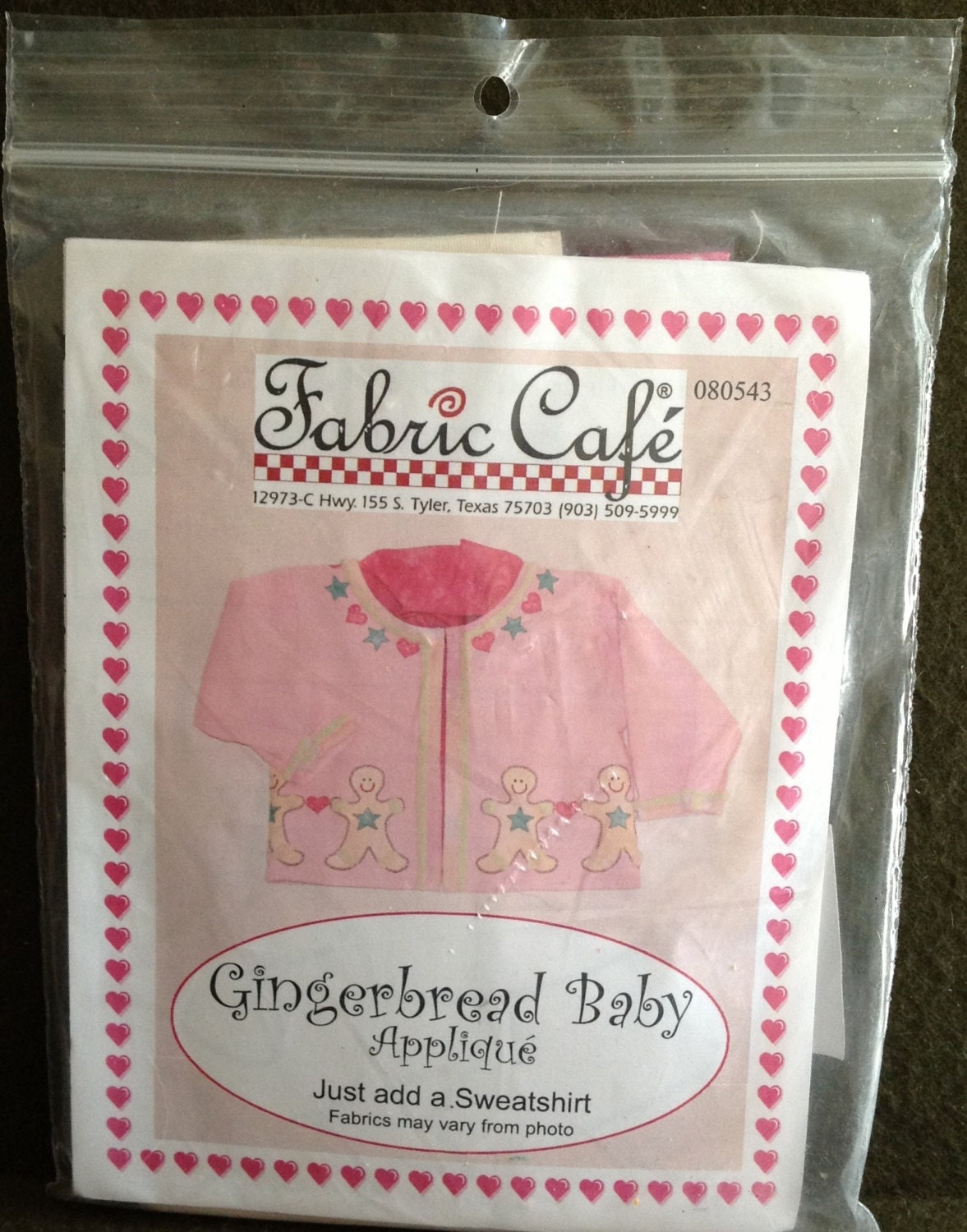 Fabric Cafe - GINGERBREAD BABY APPLIQUE - Applique Kit - Baby Pattern, Holiday Apparel, Baby Apparel