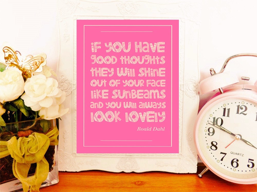 10 x 8" Framed type print wall art - Roald Dahl Quote