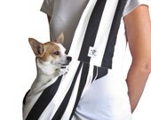 Dog Sling - Black and White Stripe