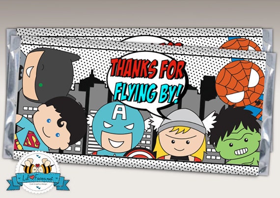 INSTANT DOWNLOAD - Pop Art SuperHero - Hershey's 1.55oz. candy bar wrappers - Personalized SuperHero Party - Printable pdf