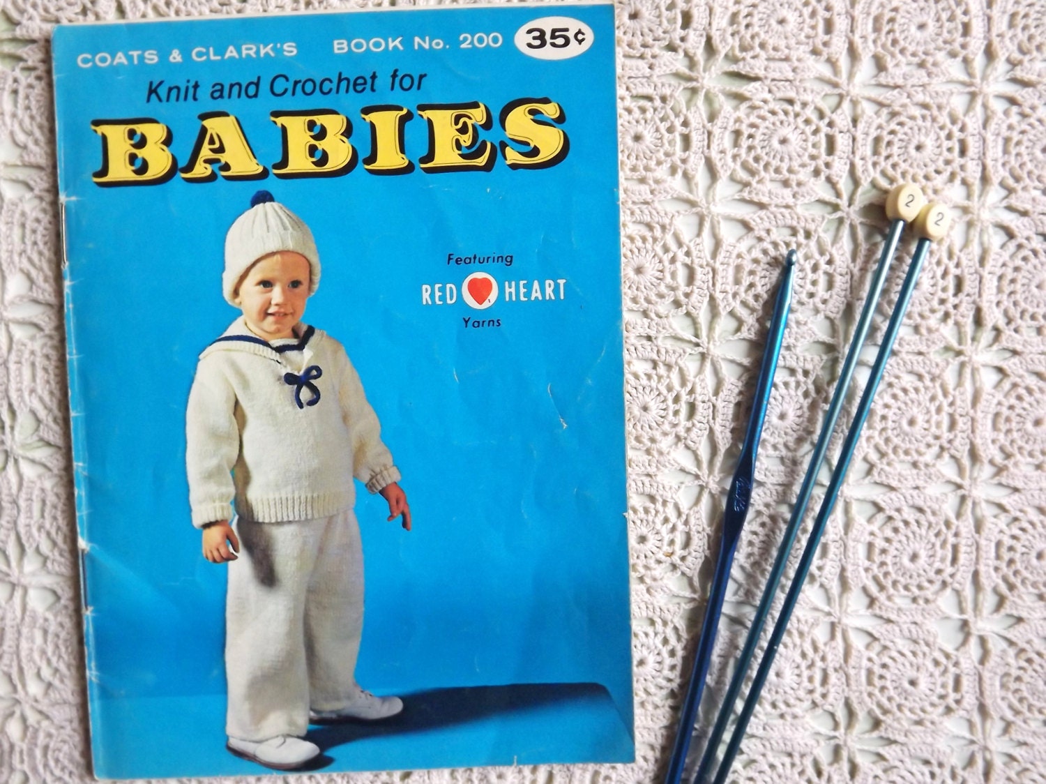Knit and Crochet For Babies - Vintage Baby Patterns Coats and Clark's Book No. 200, 1970's, Baby Sets