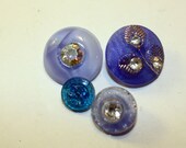 Antique Vintage Button - Rhinestone - Blue Glass - Le Chic