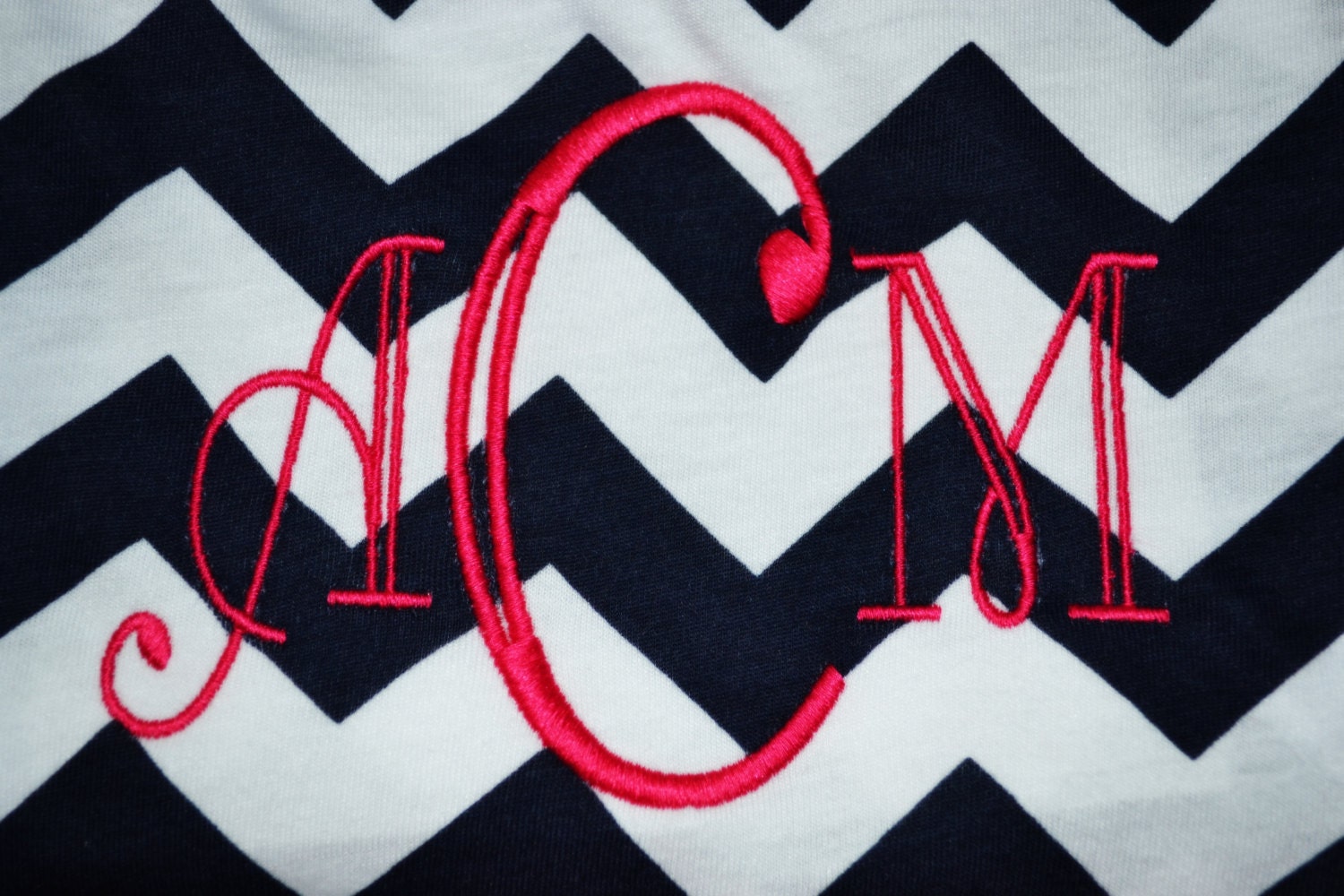 Misty's On Main Monogrammed Chevron Infinity Scarf featured in The Vintage Modern Wife Valentine's Gift Guide 2013