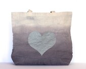 Ombre Heart Canvas Tote - Grey
