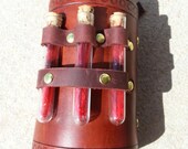 Hand Tooled Leather Alchemy Steampunk Costume Bracer with Vials
