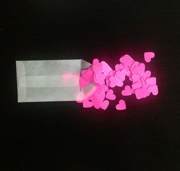 Neon Hot Pink Heart Confetti Pack of 500 By Pencil Me In // Pink Brown Party Wedding Baby Engagement