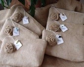Free Shipping, Set of 6 Bridesmaids Burlap Clutches, Free Ring Bearer Pillow, Wedding Clutches