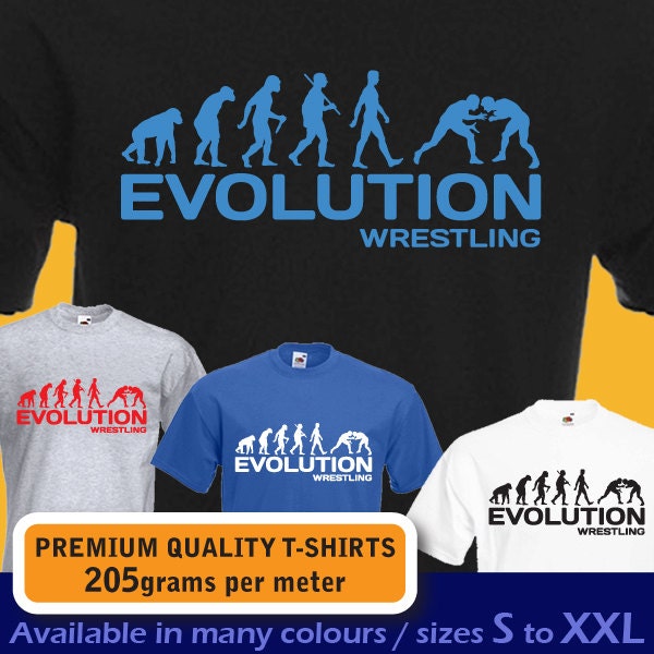 Ape EVOLUTION of WRESTLING Martial Arts, combat sport funny mens womens boys girls teenagers T-shirt Birthday Present Gift