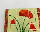 Poppies Mural A : 36 Ceramic Tile Set for backsplash, bathroom decor, or display