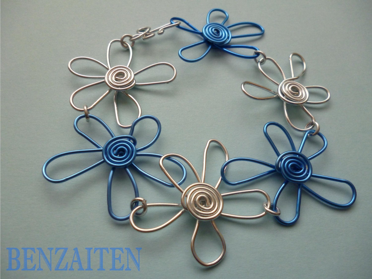 Antheia goddess, wire wrap bracelet, handmade, spring bracelet, wire daisy, wire wrapped