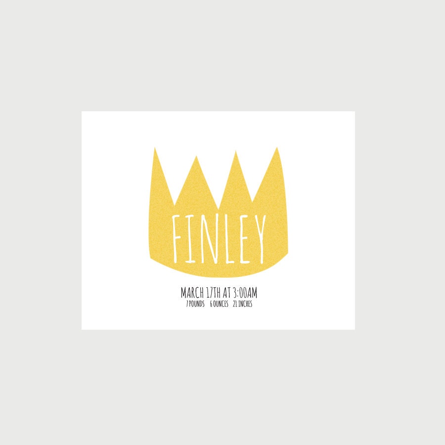 Where The Wild Things Are Crown Birth Announcement Print