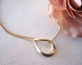 Gold sideways teardrop necklace...cute dainty handmade necklace, everyday, simple, wedding, birthday, minimalist