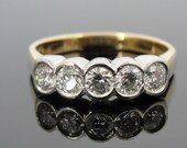 Fine Diamond, 18k Gold and Platinum Wedding Band, High Quality Vintage RGDI276D