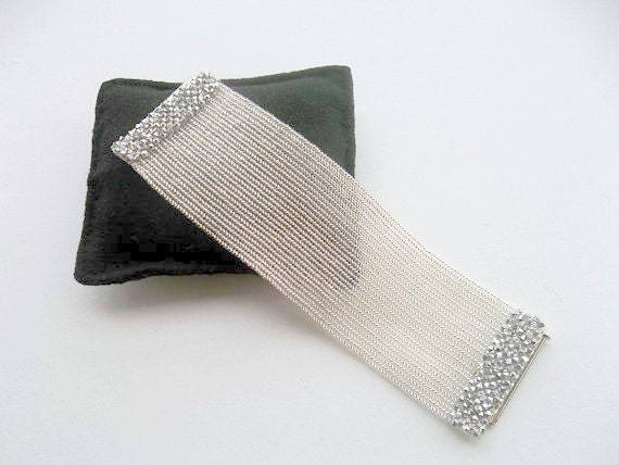 Herringbone bracelet - Beadwork bracelet - Seed bead bracelet - Ringa - Valentine gifts  -Feminine - argent - GULDENTAKI