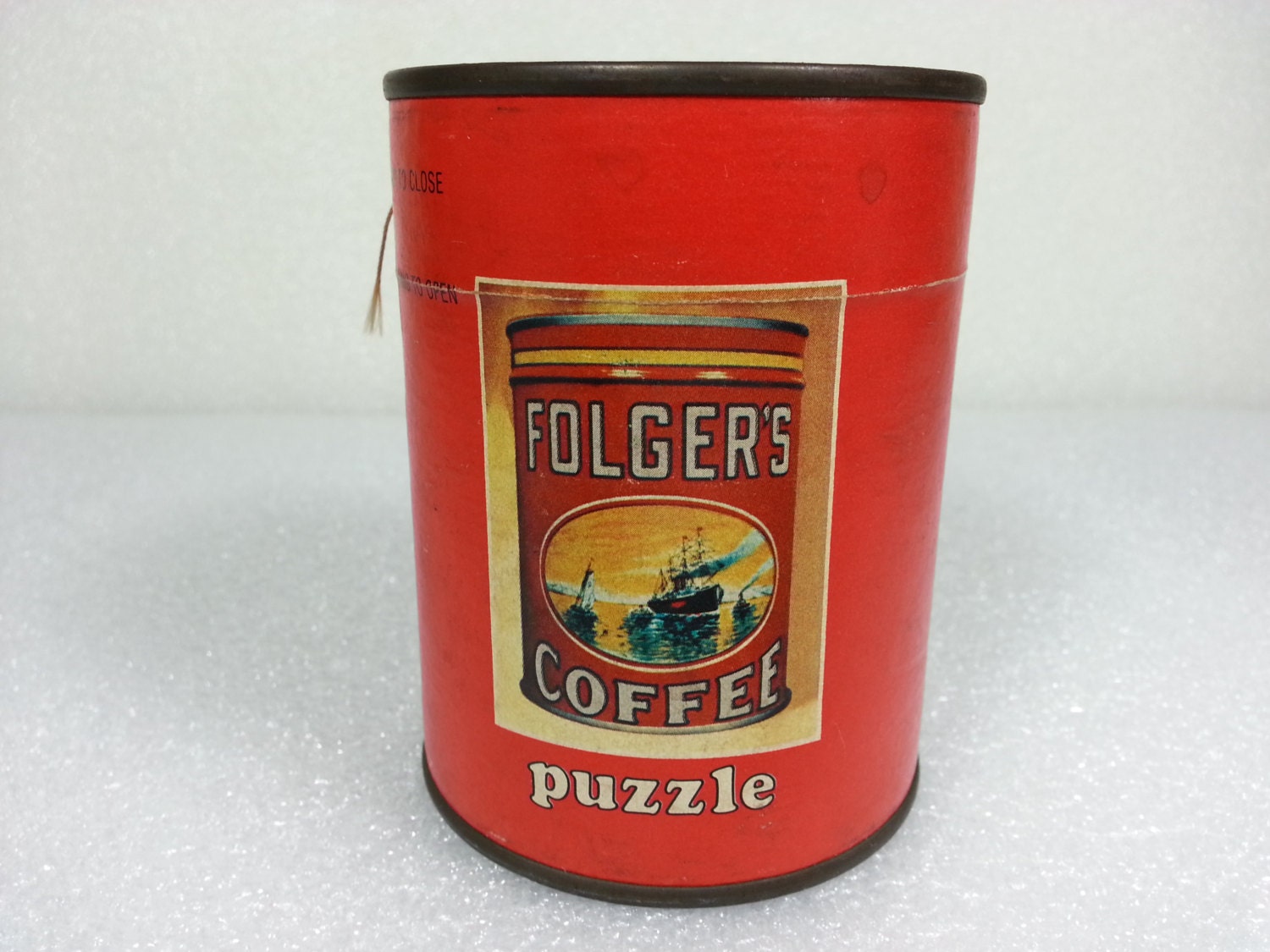 Folgers Coffee Miniature Advertisement Tin With Puzzle