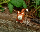 Oliver the Chubby & Stubby Orange Crabby Tabby Cat Hand Sculpted Clay Miniature Animal Totem Figurine