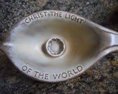 Vintage 1971 Frankoma Oral Roberts Candle Holder - Christ Light of the World