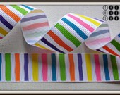 7.8 Easter Bright Wonky Multi Stripes Grosgrain Printed Ribbon Bunny Chick Egg Il_170x135