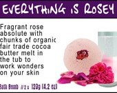2 x Everything Is Rosey Bath Bombs  // 2 x 120g (4.2oz) // Fresh Natural Handmade Vegan Bath Bombs Fizzies