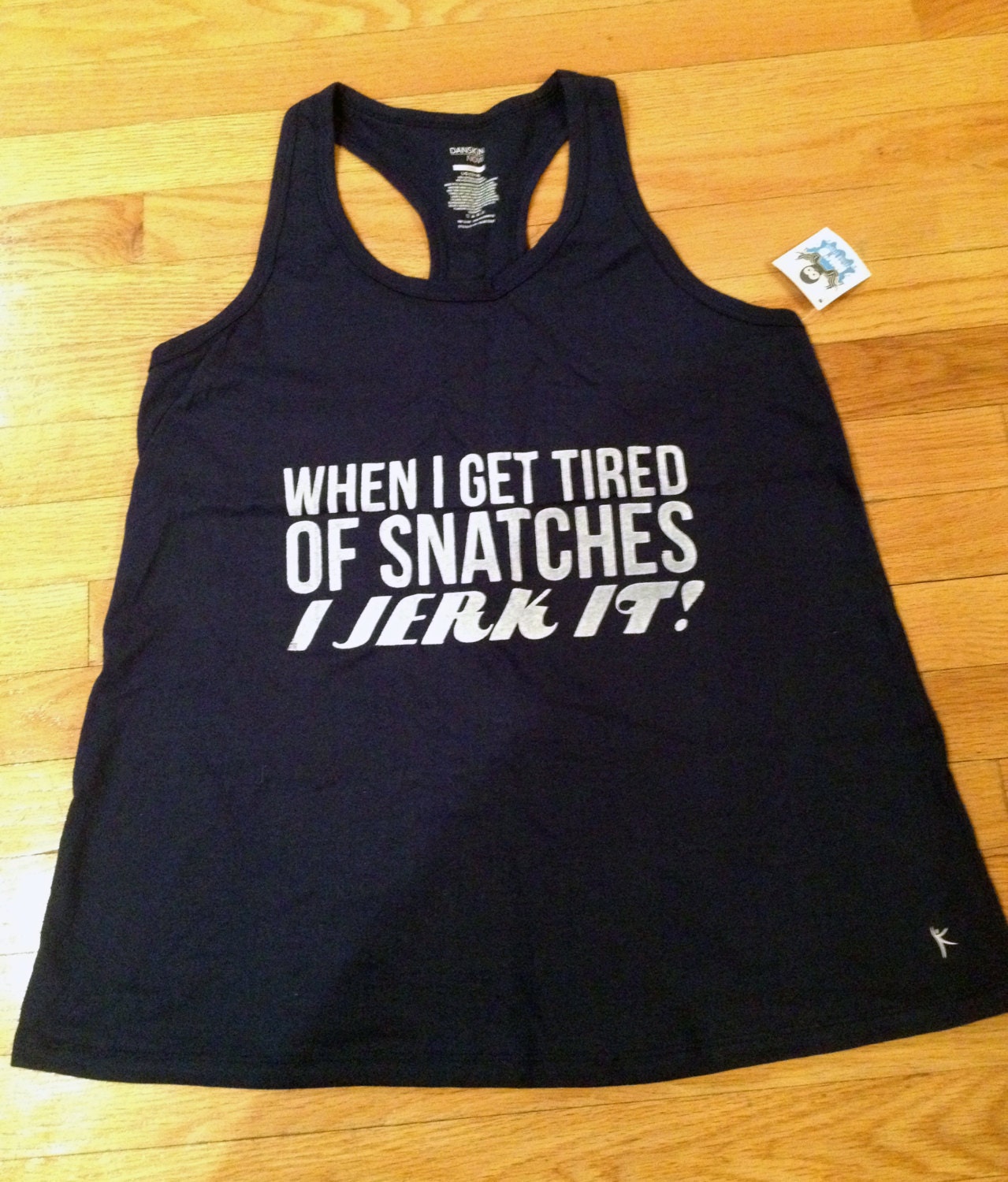 LARGE NAVY - Fitness / Workout / Lifting / Crossfit T Shirt - When I Get Tired of Snatches, I Jerk It