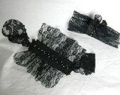 black lace and leather bohemian cuffs textile jewelry fabric victorian cuff ,little beads gypsy cuff,hippie rock boho-chic bracelet