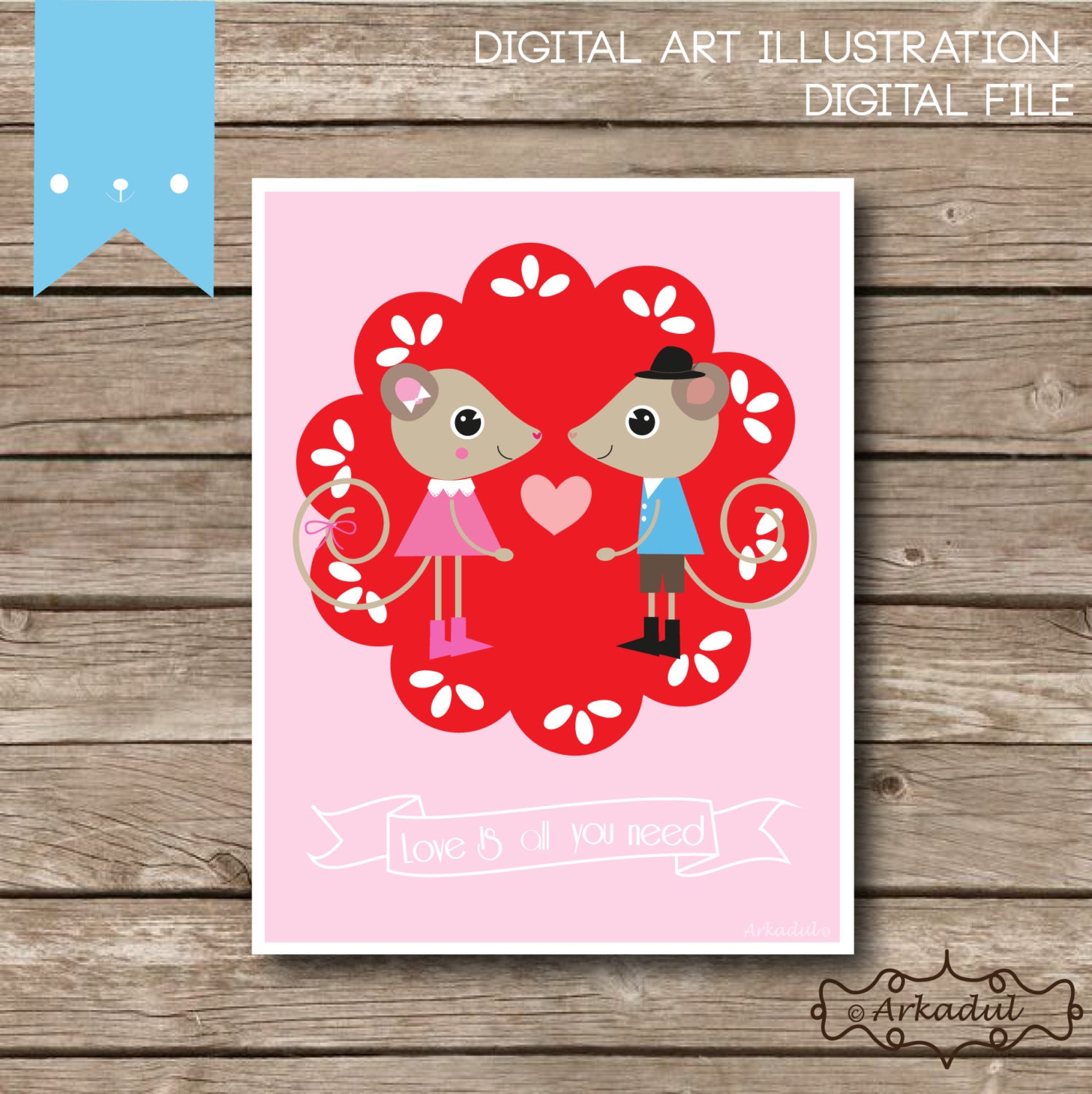Art & Decor Digital Art Illustration : Love is all you need, Lovely Rats Il_170x135