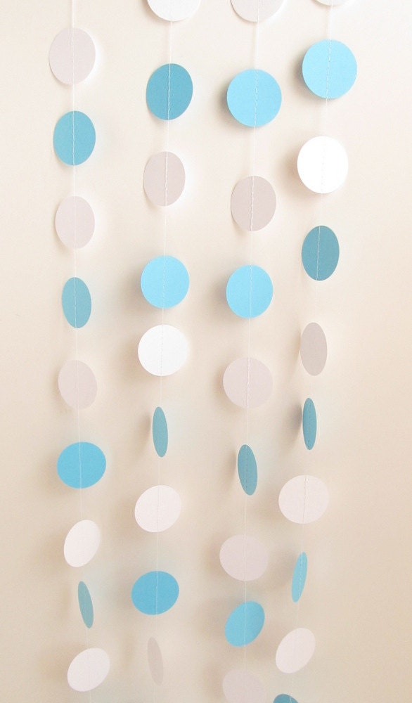 Aqua Blue & White Wedding, Paper Garland, Summer Wedding, Bridal Shower, Baby Shower, Party Decoration