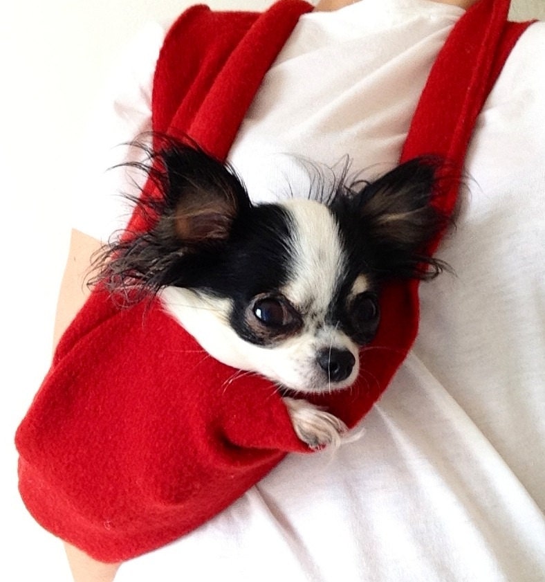 Puppy Pocket Scarf Dog Sling in a Wool, Cashmere stretchy and comfy blend