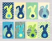 Blue Green Printable Gift Tag Easter Bunny in Spring Colors Instant Download PNG file PDF file Il_170x135