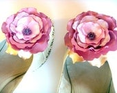 Shoe Clips, pink flowers, Silk Flower , Handwork , Accessories for women , Shoe Accessories Rose ashes