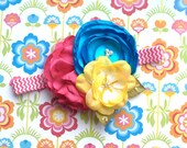 State Fair Sweetie Shabby Chic Brights Hair Bow or Headband for Little Girls Spring Easter Fancy, Wedding, Baby Photo Prop Il_170x135