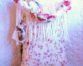 Fabric Pin Cushion, Hangs from Hook or Door Knob, Shabby Style, Valentine's Day Gifts