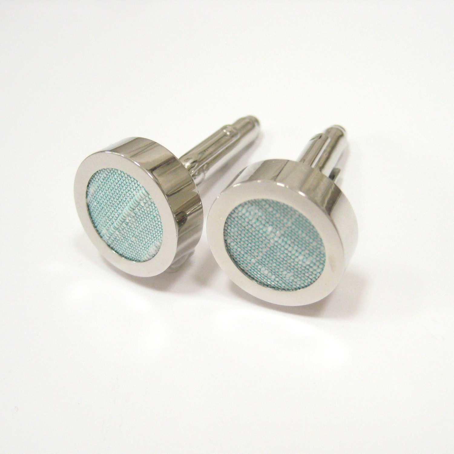 Mint wedding mens cufflinks, spring wedding pastel mint green silk cufflinks for Groom Groomsmen Father of Bride Father of Groom (ref:FERN)