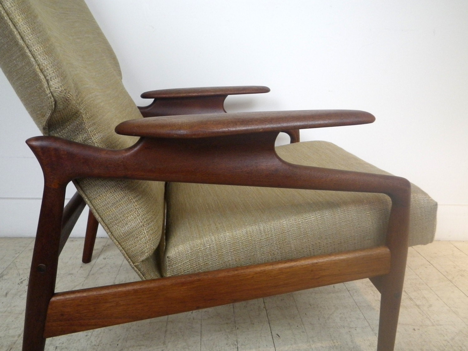 Fantastic Danish Modern Sculpted Teak Reclining Lounge Chair