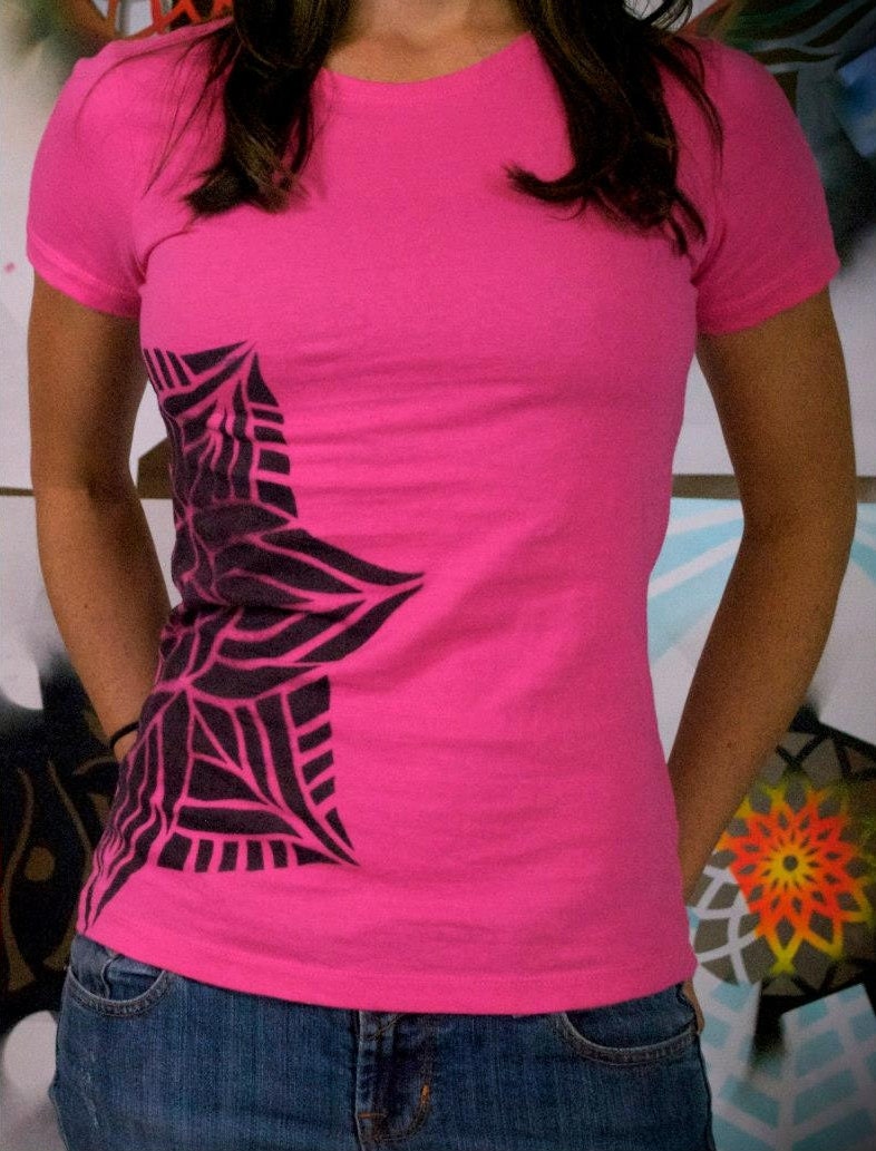 Geometric Tshirt Graffiti - Aztec Girl - Women's Small - Trippy Shirt
