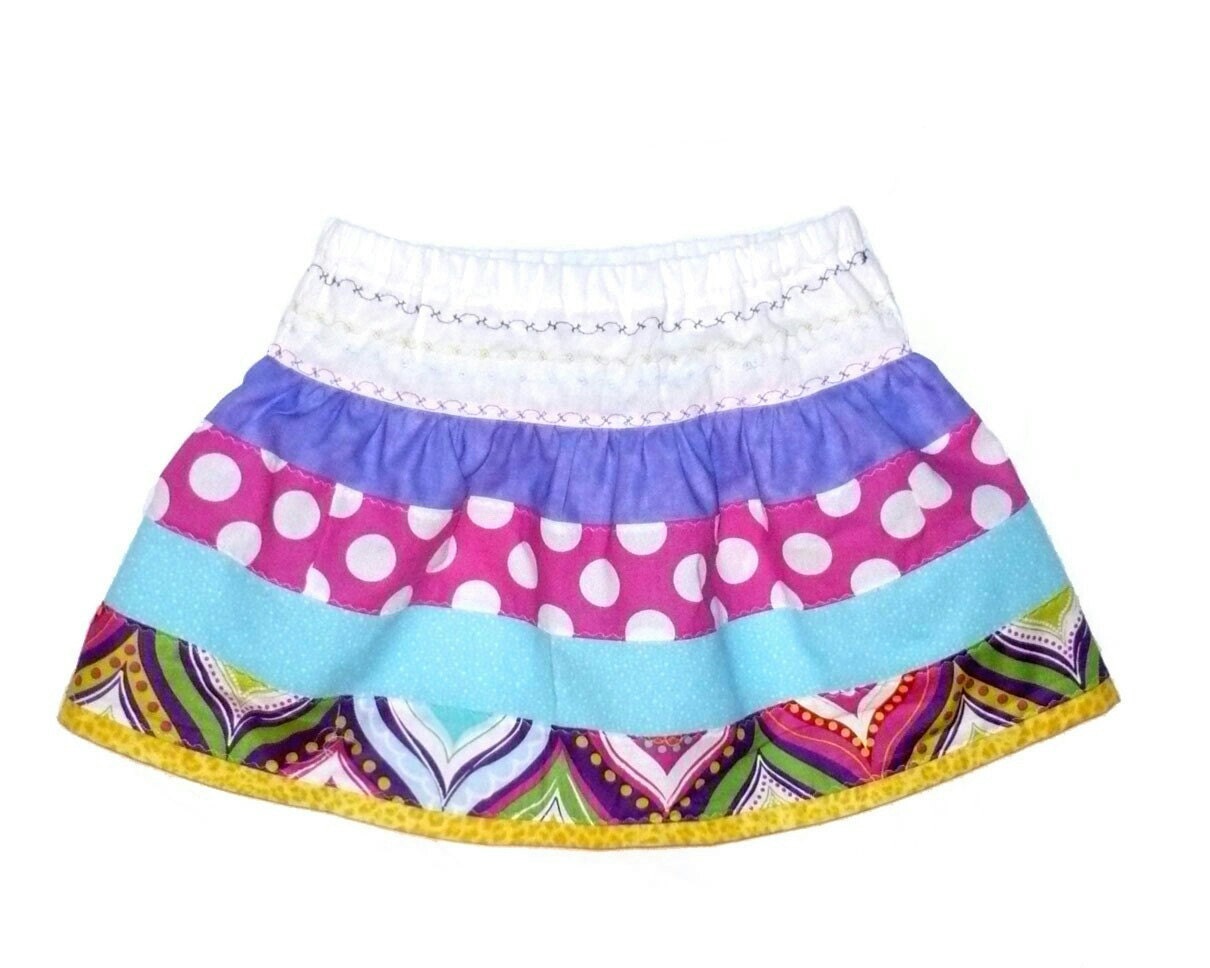 Buy 2 get 1 Free ...Girls drop waist patchwork Skirt Handmade twirly girls baby toddler 6m - 8