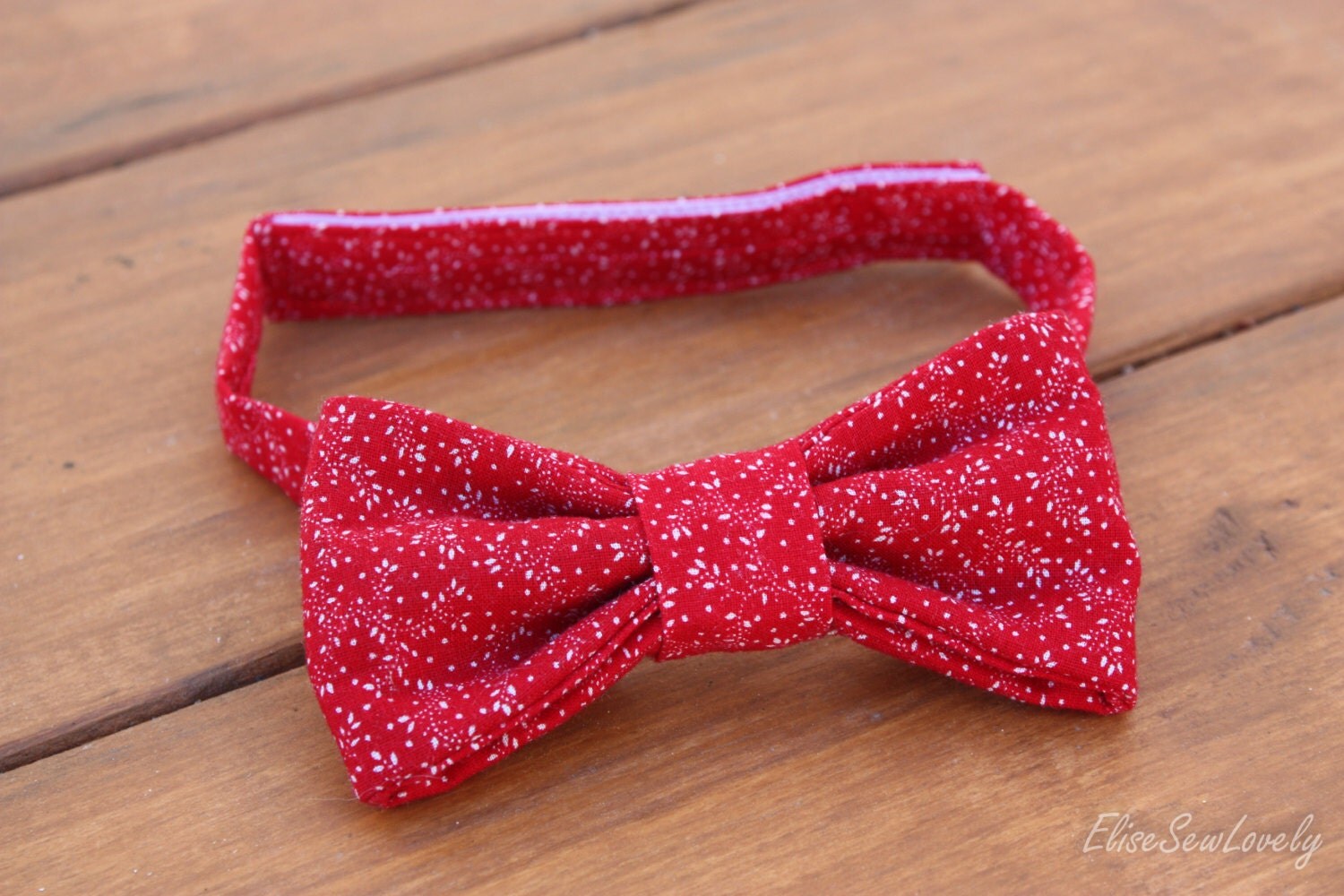 Toddler Boy Bowtie Red White Leaves