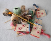 Grouping of Vintage Sewing and Crochet  Thread  Thimbles  Crochet Hooks and Misc