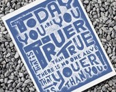 Dr Seuss poem - Today You are You - Letterpress art print 11 x 14 - Typography Inspirational kids
