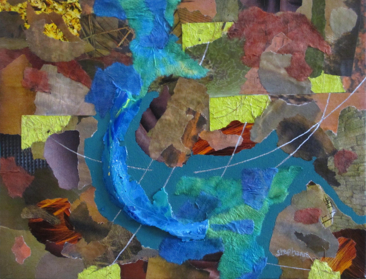 Water Pipe - Stopping the Leaks - an original collage 14 x 11"