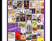 MOVIES of the 60s / Collectible Collage Art / 13"x19" (330x483mm) Large Wall Print / Retro / Educational / Nostalgic / Lilac - Multicolor