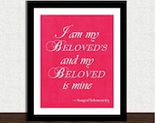 I am my beloved's romantic subway art printable - home decor - wedding decoration - 8x10 - Digital JPEG