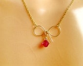 SPRING SALE - Gold filled Tiny Bow pendant, Simple Minimalist Jewelry, Birthstone, July, Bridesmaid Gifts, Sister/Mom Gift,